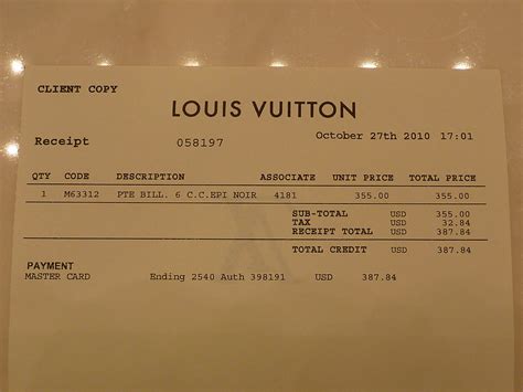 louis vuitton receipt template free